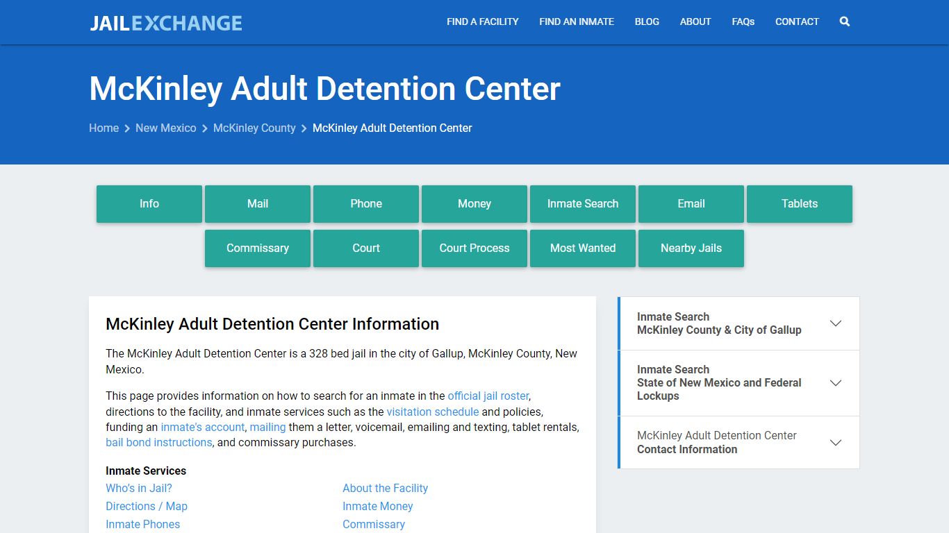 McKinley Adult Detention Center, NM Inmate Search, Information