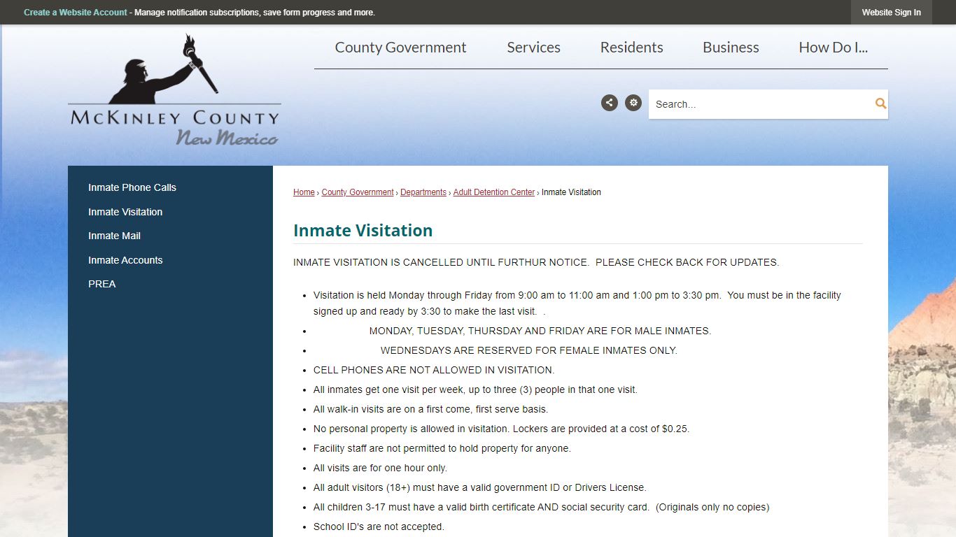 Inmate Visitation | McKinley County, NM